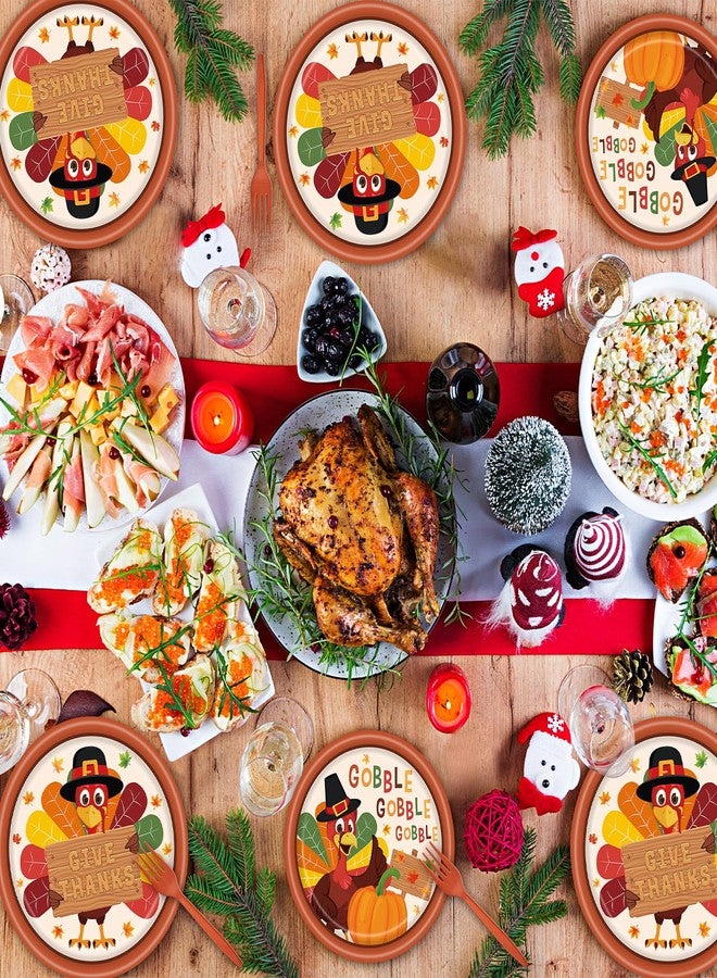 PhyLence 100 Pcs Thanksgiving Turkey Tableware Party Supplies - Disposable Fall Dinnerware Set with Paper Plates, Napkins, and Forks for Autumn Celebrations, Friendsgiving, and Thanksgiving Dinner - Serves 25 - Image 5